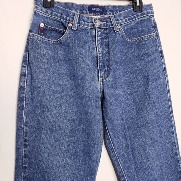 Vintage Guess 90s Y2K High Rise Waist Straight Leg Cotton Jeans Women's Size 28 - Picture 2 of 8